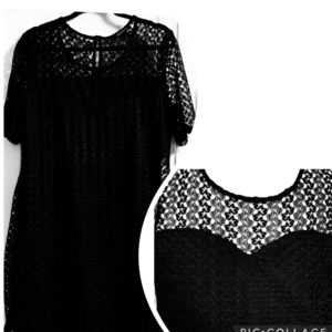 LBD Large Black Lace Mesh Lined Sweetheart Dress